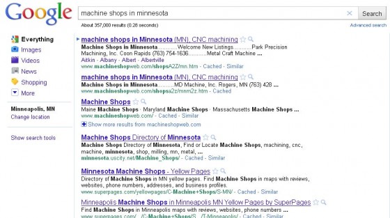 Googe above the fold search results example 2.