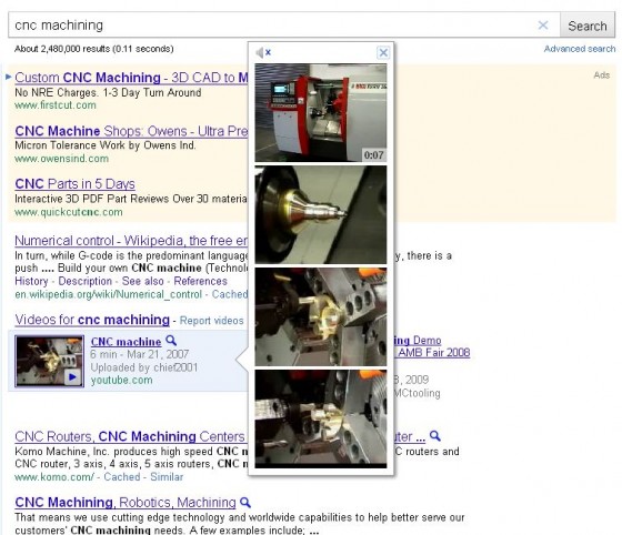 Google search video preview example.
