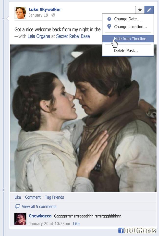 Embarrassing Facebook photo from Luke Skywalker