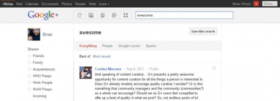 Google+ search